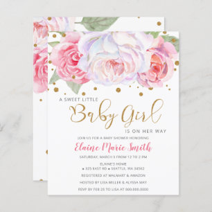 Invitation Baby shower Fille Rose Budget