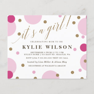 Invitation Baby shower fille rose Confetti Budget