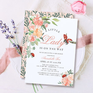 Invitation Baby shower fille Rose de la petite dame Ladybug