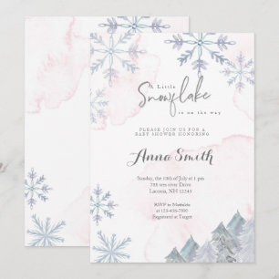 Invitation Baby shower fille rose d'hiver
