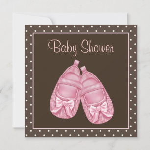 Invitation Baby Shower Fille Rose et Marron