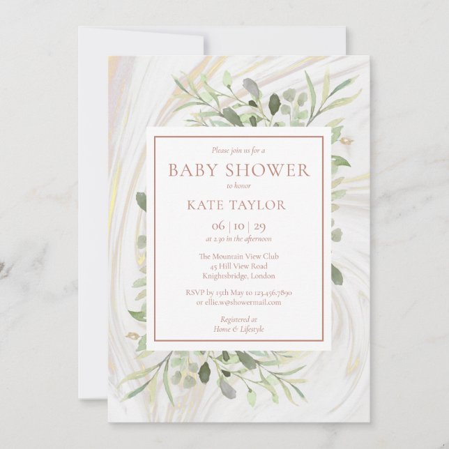 Invitation Baby Shower Fille Rose Gold | Sprinkle (Devant)