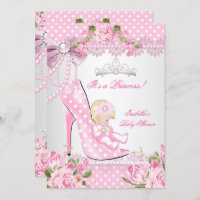 Baby shower fille rose Pois hauts talons B