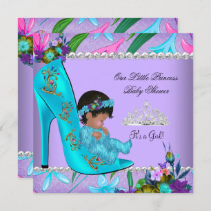 Invitation Baby shower fille rose Turquoise bleu pourpre Chau
