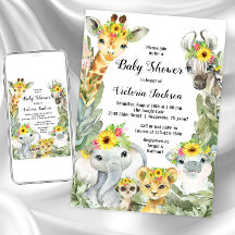 Baby Shower Fille Safari Tournesol