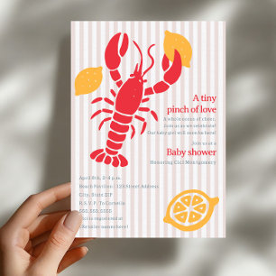 Invitation Baby Shower Fille « Seersucker Rayure Rose Crabe »