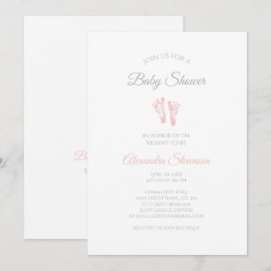 Invitation Baby shower Fille Simple Precious Empreintes roses