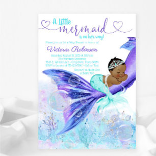Invitation Baby shower fille sirène afro-américaine