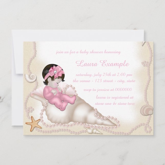 Invitation Baby Shower Fille sur la Plage (Devant)