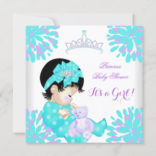 Invitation Baby shower Fille Sweet Bébé Turquoise pourpre Our