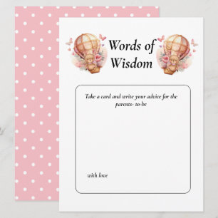Invitation Baby Shower Fille Teddy Ballon Floral Sagesse
