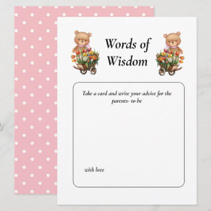Invitation Baby Shower Fille Teddy Floral