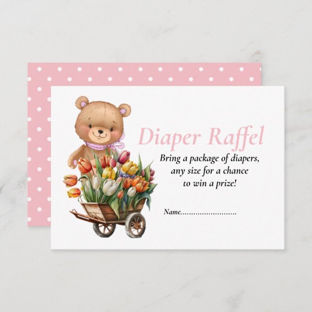 Invitation Baby shower fille Teddy floral couche Raffel (Devant / Derrière)