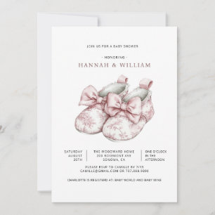 Invitation Baby Shower Fille Toile Rose