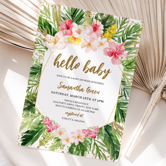 Invitation Baby Shower Fille Tropical Floral (Créateur téléchargé)