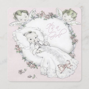 Invitation Baby Shower Fille Vintage Rose