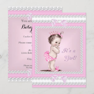 Invitation Baby Shower Fille Vintage Rose Élégant