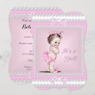 Invitation Baby Shower Fille Vintage Rose Élégant