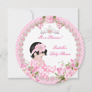 Invitation Baby Shower Fille Vintage Rose Perle Rose 3A