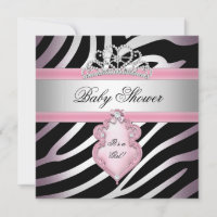 Baby Shower Fille Zèbre Rose Princesse Noir