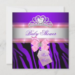 Invitation Baby Shower Fille Zèbre Rose Violet Princesse