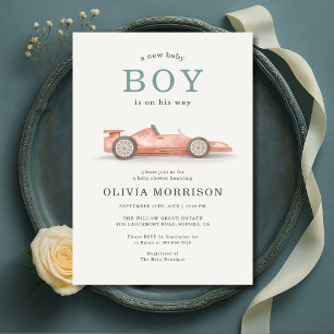 Invitation Baby-Shower Filleau Thème de Voiture de Course