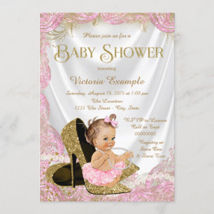 Invitation Baby Shower Filles Chaussures à Talons Perles