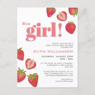 Invitation Baby shower Filles fraises