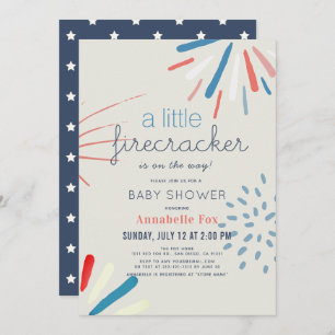 Invitation Baby shower Firecracker 4 juillet Fireworks
