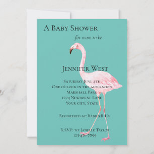 Invitation Baby shower Flamant rose