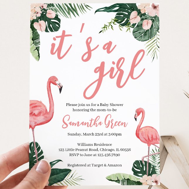 Invitation Baby-Shower Flamant Rose (Créateur téléchargé)