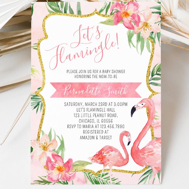 Invitation Baby-Shower Flamant Rose (Créateur téléchargé)