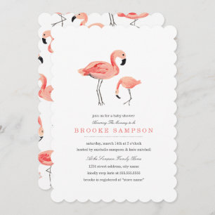 Invitation Baby shower Flamant rose