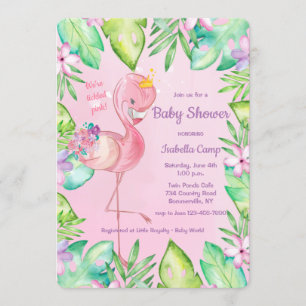 Invitation Baby shower Flamant rose bébé