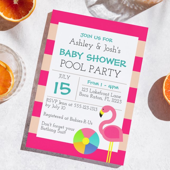 Invitation Baby shower Flamant rose rose (Créateur téléchargé)