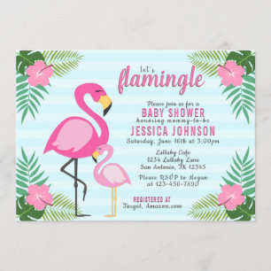 Invitation Baby shower Flamant rose rose