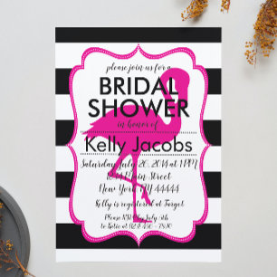 Invitation Baby shower Flamant rose rose rayé