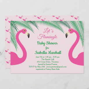 Invitation Baby shower flamingle - rose