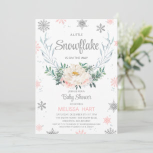Invitation Baby shower Flamme de neige Floral Wreath Winter G
