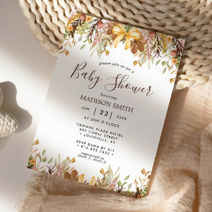 Invitation Baby Shower Fleur Automne Genre Neutre
