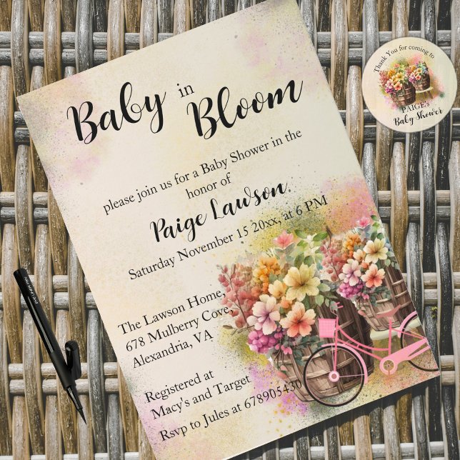 Invitation Baby shower Fleur Colorée (Créateur téléchargé)