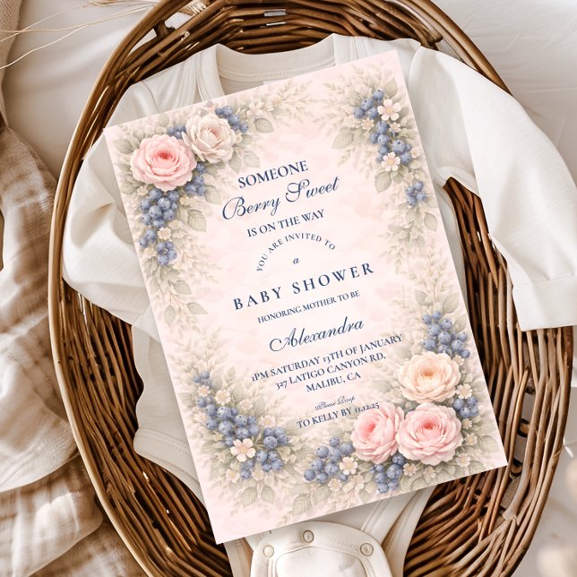 Invitation Baby Shower Fleur de Bleuet au Ruban Bleu (Créateur téléchargé)