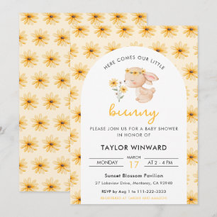 Invitation Baby Shower Fleur de Lapin de Printemps