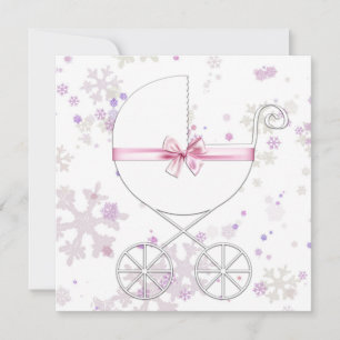 Invitation Baby Shower Fleur de Lavande et Flocon de Neige Ro