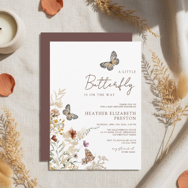 Invitation Baby Shower Fleur de Papillon (Créateur téléchargé)
