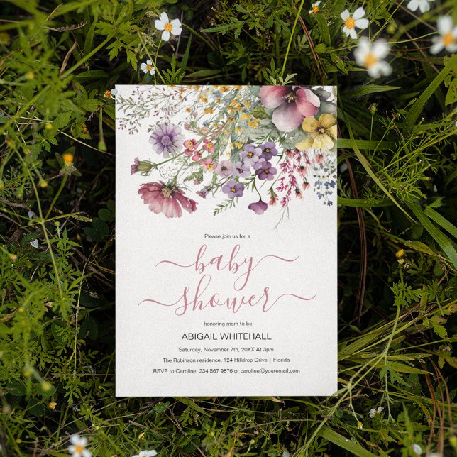 Invitation Baby Shower Fleur de Printemps Aquarelle (Créateur téléchargé)