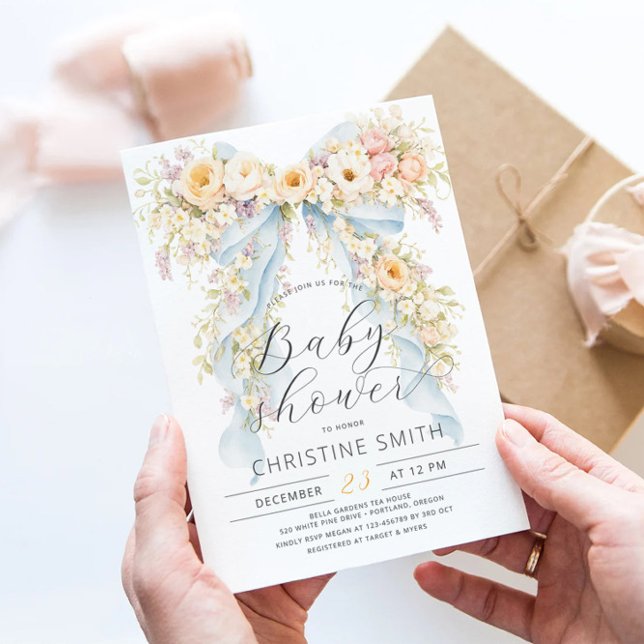 Invitation Baby Shower Fleur d'Eau Élégante (Créateur téléchargé)