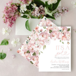 Invitation Baby Shower Fleur Moderne Mignon pour Bébé Fille