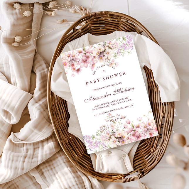 Invitation Baby Shower Fleur Pastel (Créateur téléchargé)
