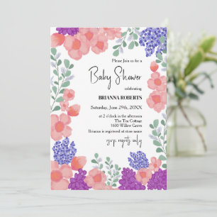 Invitation Baby Shower Fleur Rose Aquarelle